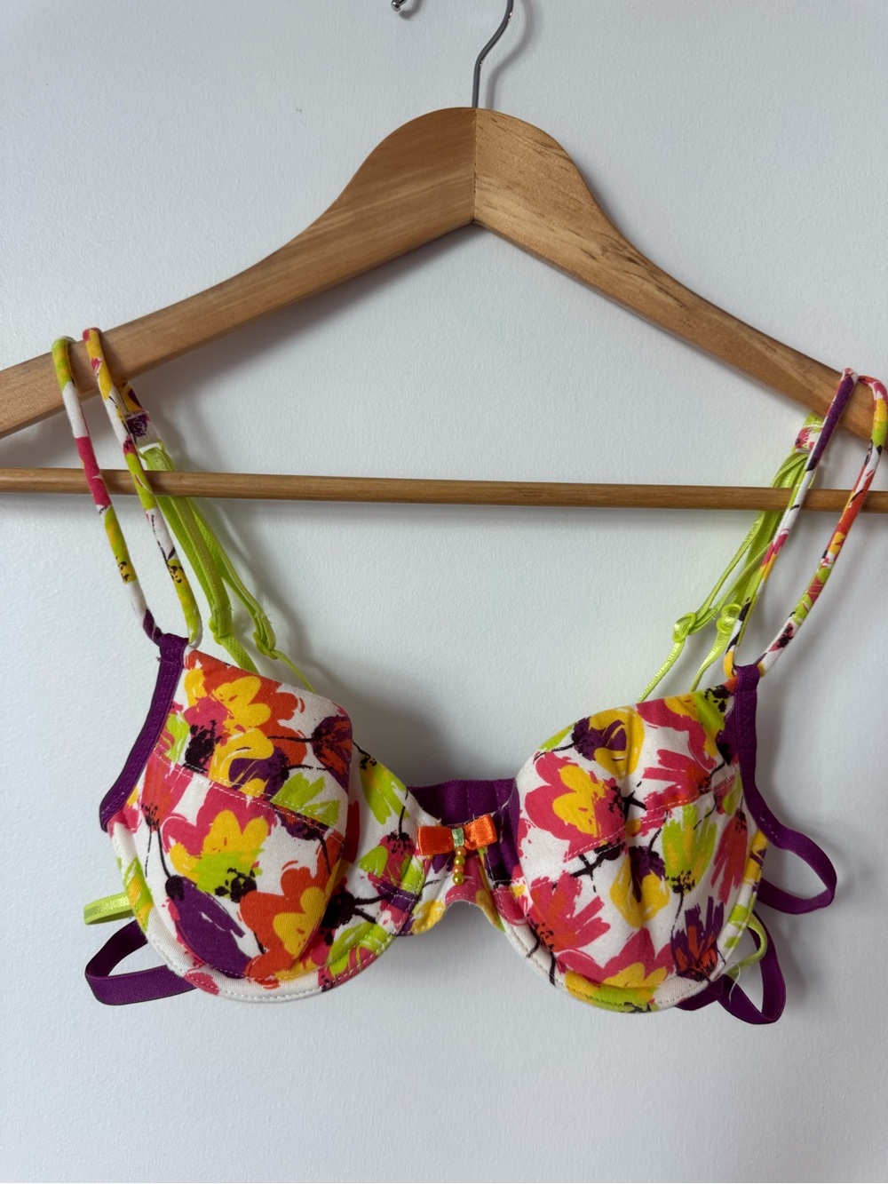 Vintage Y2K Avon Fashions Kara Bra 32B Deadstock Floral Cage Back